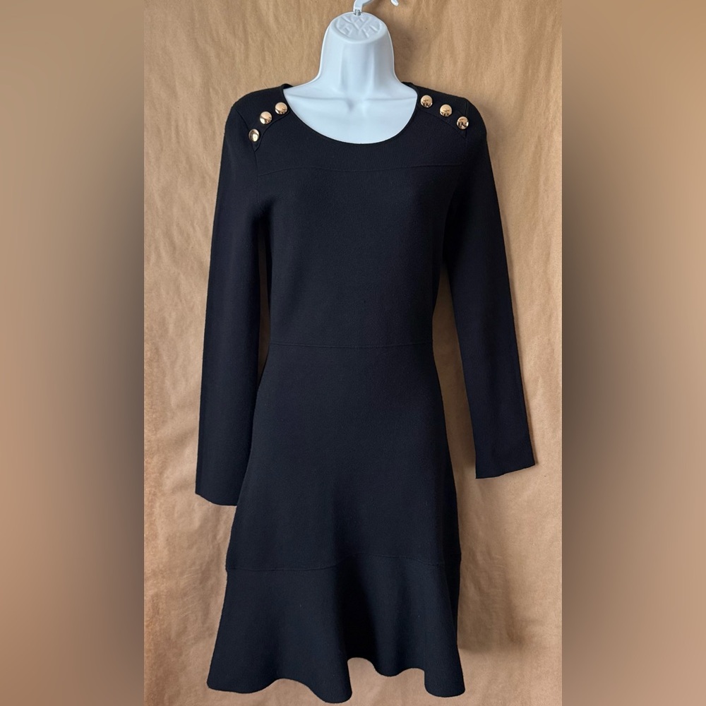 Zara Knit black dress medium with gold button detail